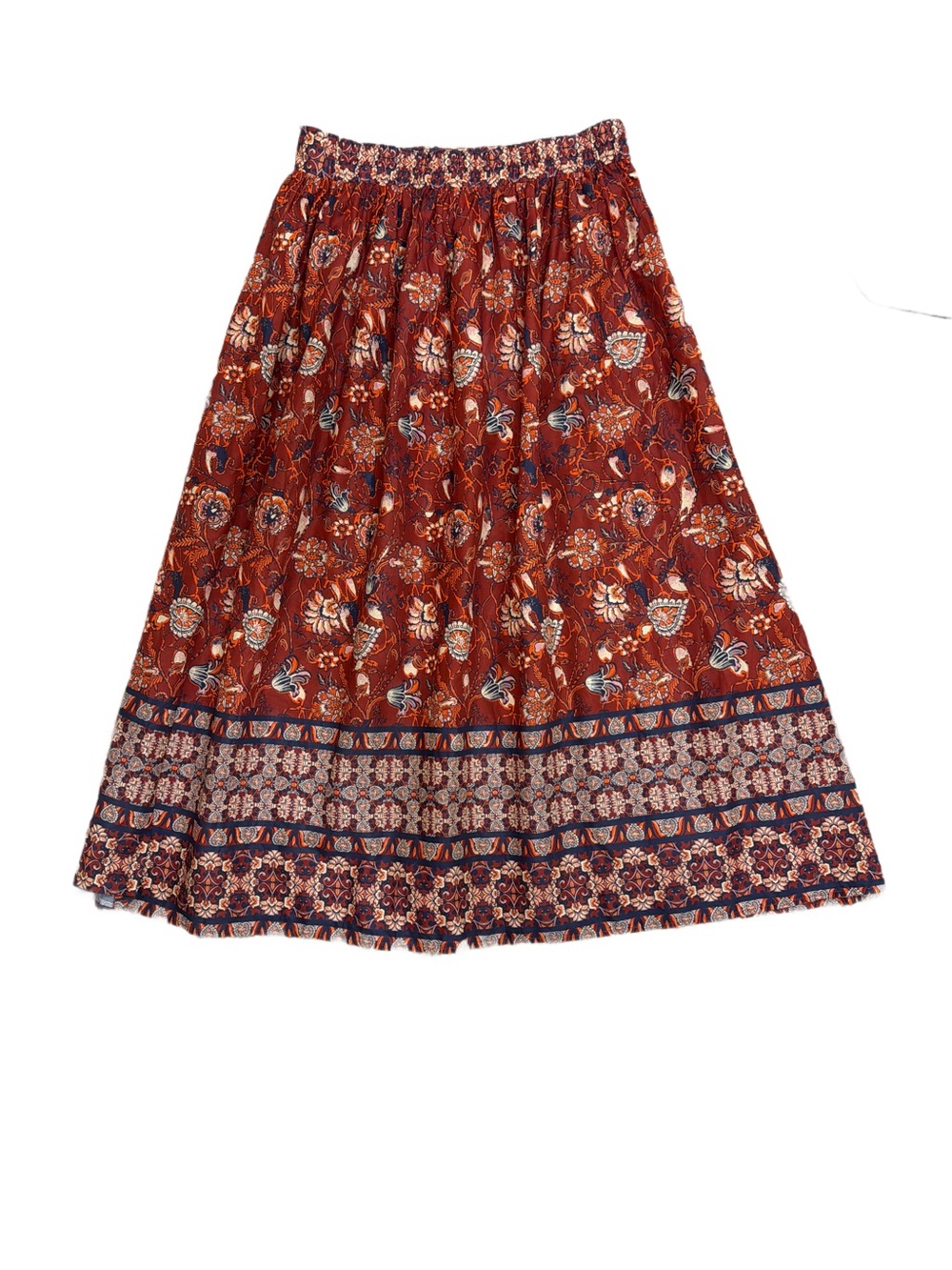 Elie Tahari Red Floral Border-Print Maxi Skirt - Picture 2 of 8